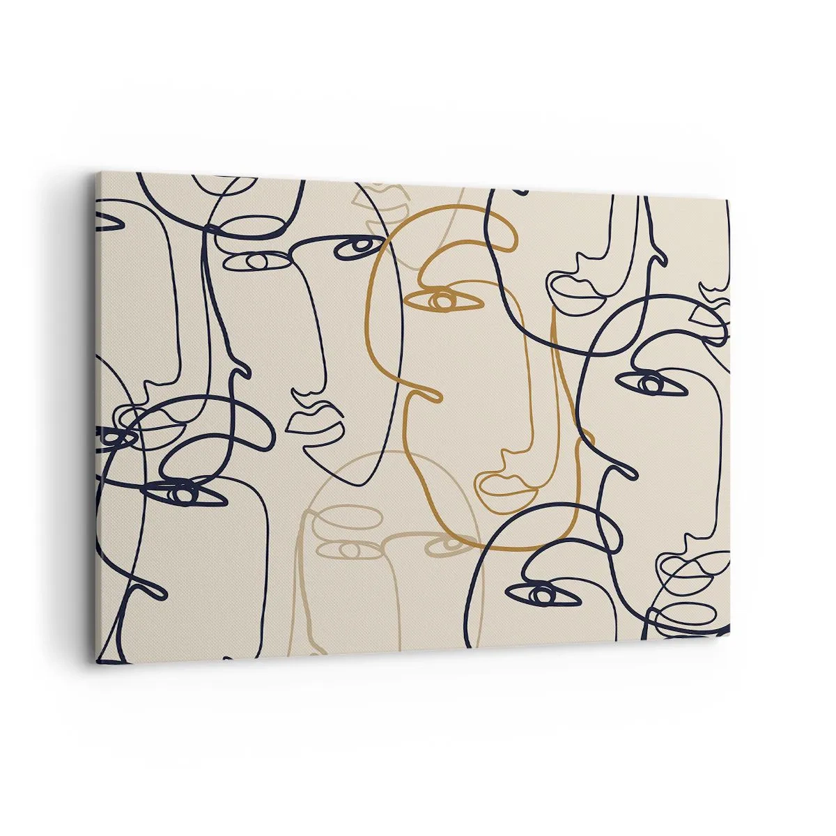 Bild auf Leinwand - Leinwandbild - Minimalistische Strichzeichnungen von Gesichtern auf hellem Hintergrund - 100x70cm - Das Porträt wird multipliziert - Moderne Wanddekoration für Wohnzimmer und Schlafzimmer ARTTOR