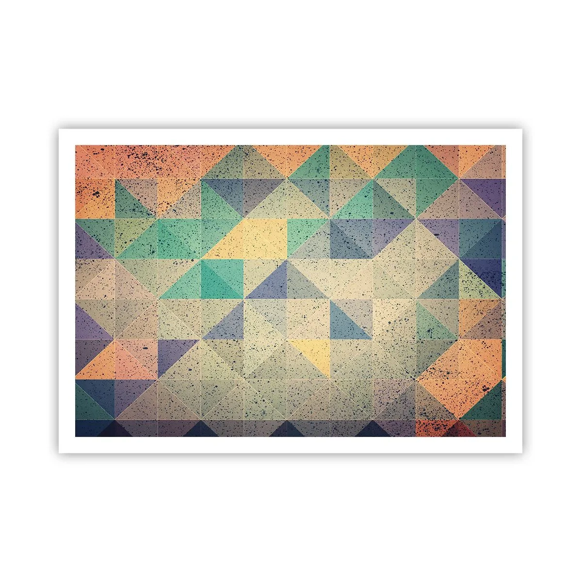 Poster - Eine farbenfrohe Komposition aus geometrischen Dreiecken in Pastelltönen. - 100x70cm - Republik der Dreiecke - Moderne Wanddekoration für Wohnzimmer und Schlafzimmer ARTTOR