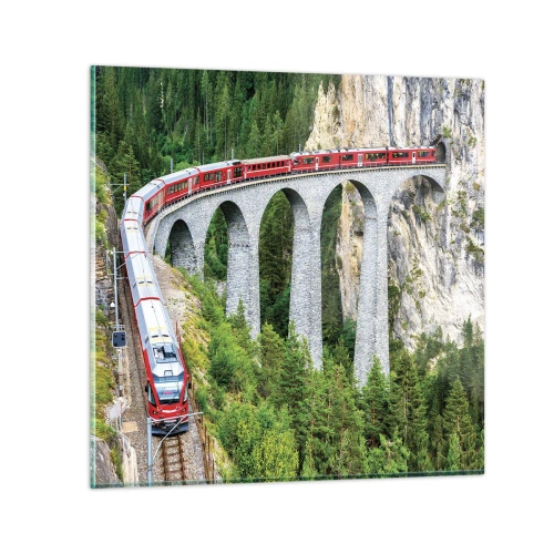 Glasbild - Bild auf glas - Eisenbahn für Bergblick - 40x40 cm