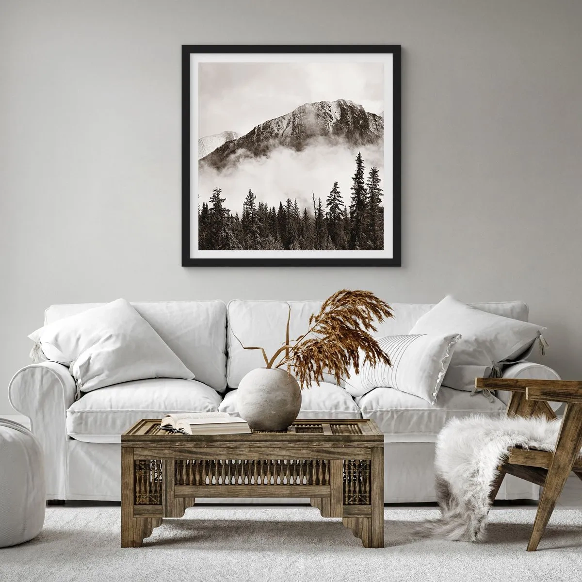 Poster in einem schwarzem Rahmen - Lineal aus Granit - 40x40 cm