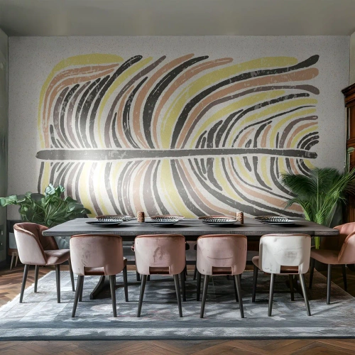 Maßgeschneiderte Fototapete Standard Eco - Abstraktion voller Leben - Boho, Minimalismus, Pastell