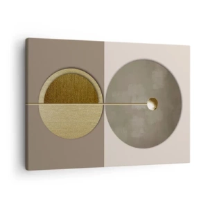Bild auf Leinwand - Leinwandbild - Abstrakte Kreise in Gold- und Beigetönen - 70x50cm - Perfekte Balance - Moderne Wanddekoration für Wohnzimmer und Schlafzimmer ARTTOR
