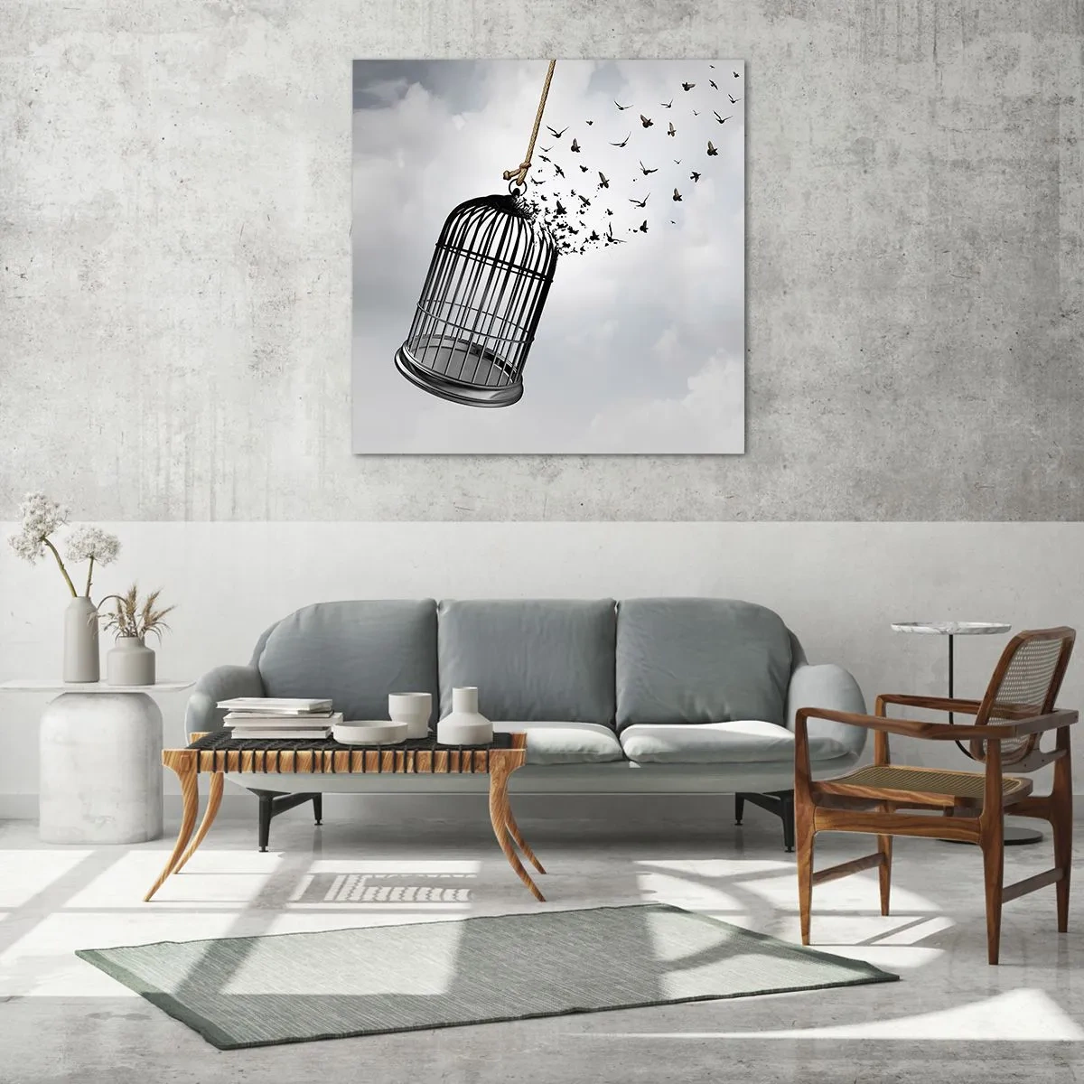 Glasbild - Bild auf glas - Glaube ... Hoffnung ... Freiheit! - 60x60 cm