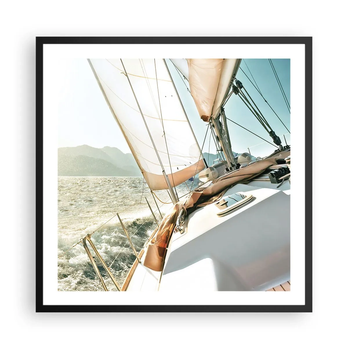 Poster in einem schwarzem Rahmen - Unter vollen Segeln - 60x60 cm
