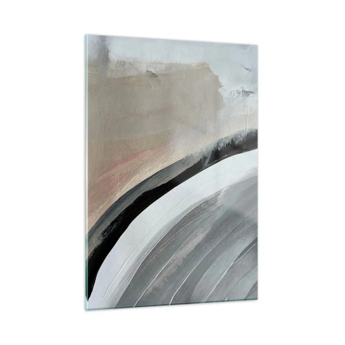 Glasbild - Bild auf glas - Abstrakter Bogen in Grau- und Schwarztönen - 50x70cm - Komposition: Bogen aus Schwarz und Grau - Moderne Wanddekoration für Wohnzimmer und Schlafzimmer ARTTOR