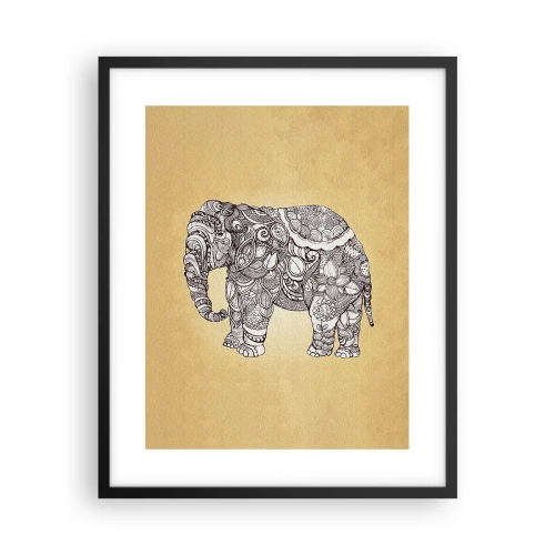 Poster in einem schwarzem Rahmen - Elefant verhüllte sich - 40x50 cm