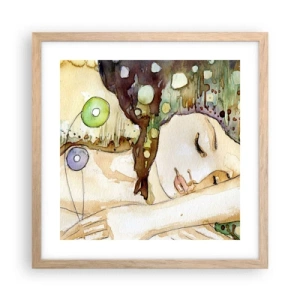 Poster in einem Rahmen aus heller Eiche - Ein smaragd-violetter Traum - 40x40 cm