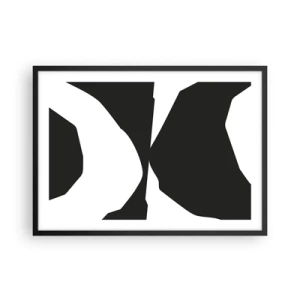 Poster in einem schwarzem Rahmen - Abstraktes Kontrastmuster in Schwarz und Weiß - 70x50cm - Positiv negativ - Moderne Wanddekoration für Wohnzimmer und Schlafzimmer ARTTOR