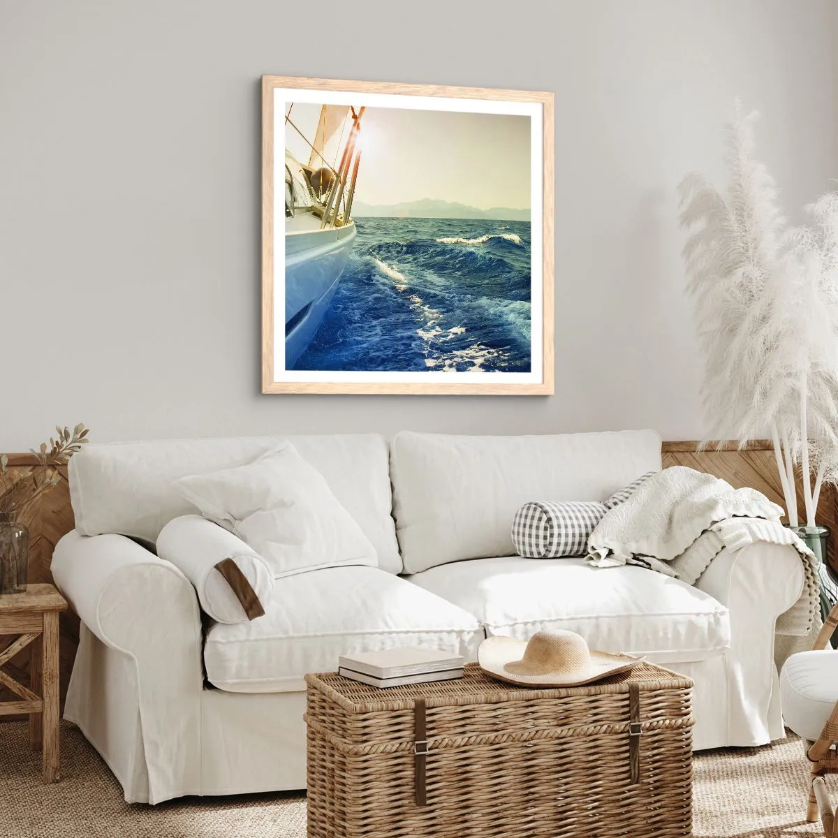 Poster in einem Rahmen aus heller Eiche - Auf ins Abenteuer - 30x30 cm