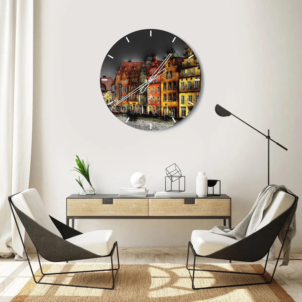 Wanduhr - Glasuhr - Es fehlt nur noch ein verzaubertes Taxi - 40x40 cm