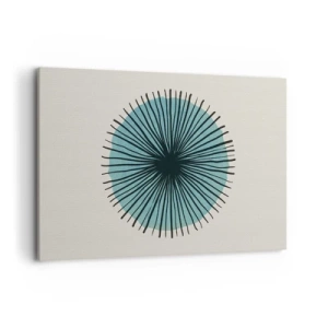 Bild auf Leinwand - Leinwandbild - Abstrakte Kreisform mit blauen Strahlen - 120x80cm - Strahlend im Blau - Moderne Wanddekoration für Wohnzimmer und Schlafzimmer ARTTOR