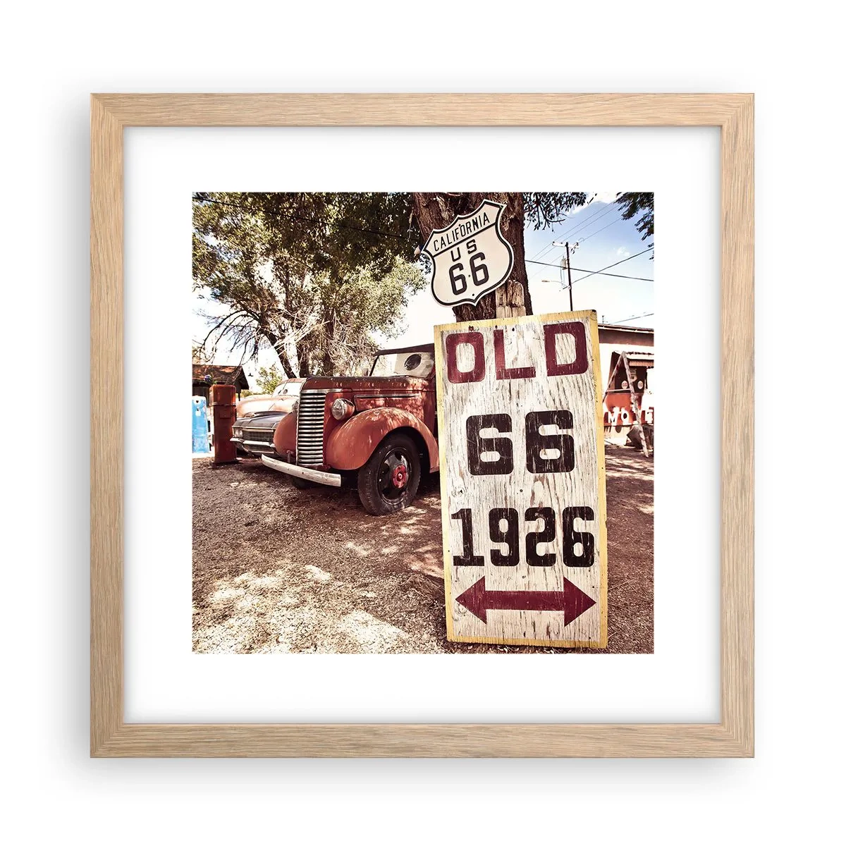 Poster in einem Rahmen aus heller Eiche - Die Legende der amerikanischen Provinz - 30x30 cm