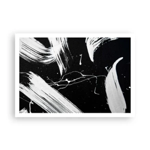 Poster - Abstrakte weiße Striche auf schwarzem Hintergrund - 100x70cm - Dunkelheit durchbrechen - Moderne Wanddekoration für Wohnzimmer und Schlafzimmer ARTTOR