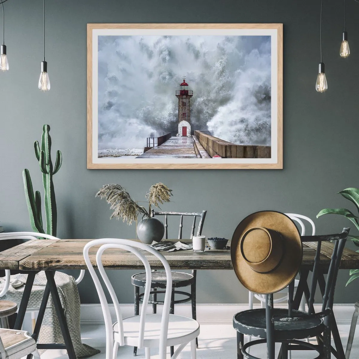 Poster in einem Rahmen aus heller Eiche - Das Rauschen des Wassers, der Lärm wird wehen - 70x50 cm