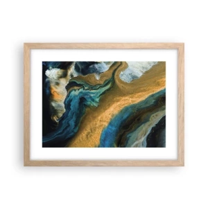 Poster in einem Rahmen aus heller Eiche - Blau - Gelb - gegenseitige Beeinflussung - 40x30 cm