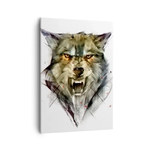 Bild auf Leinwand - Leinwandbild - Ein gefährlicher Wolf in dynamischer, künstlerischer Form - 50x70cm - Kein Schritt näher! - Moderne Wanddekoration für Wohnzimmer und Schlafzimmer ARTTOR