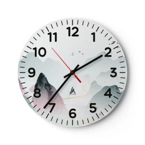 Wanduhr - Glasuhr - Über die Gipfel - 30x30 cm