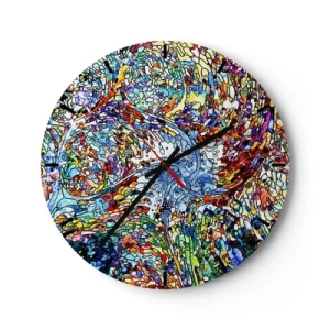 Wanduhr - Glasuhr - Glasmalerei Wassertropfen - 40x40 cm