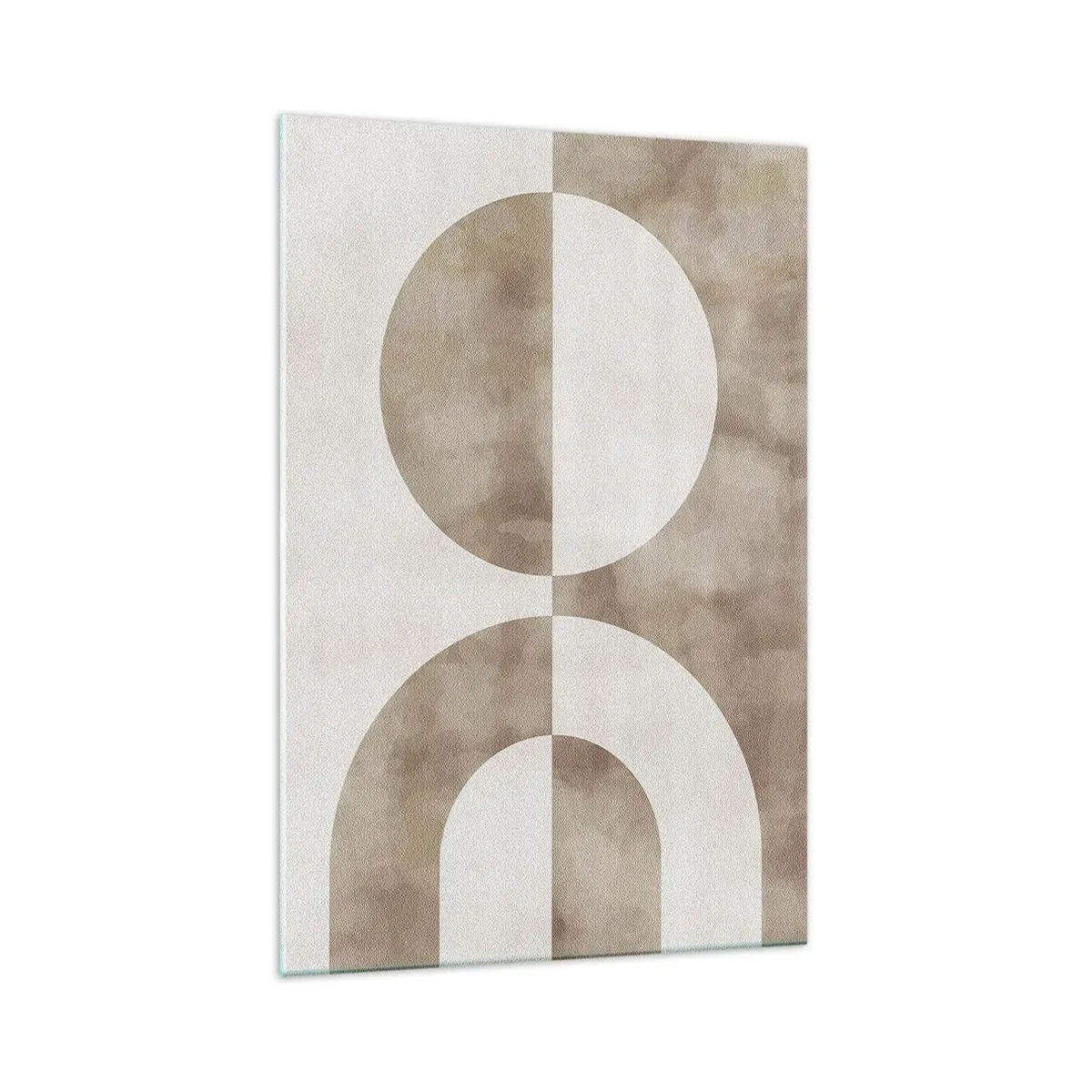 Glasbild - Bild auf glas - Ein abstraktes Gemälde in Beigetönen mit geometrischen Formen und Symmetrie. - 70x100cm - Ähnlichkeiten und Unterschiede - Moderne Wanddekoration für Wohnzimmer und Schlafzimmer ARTTOR