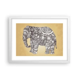 Poster in einem weißen Rahmen - Elefant verhüllte sich - 40x30 cm