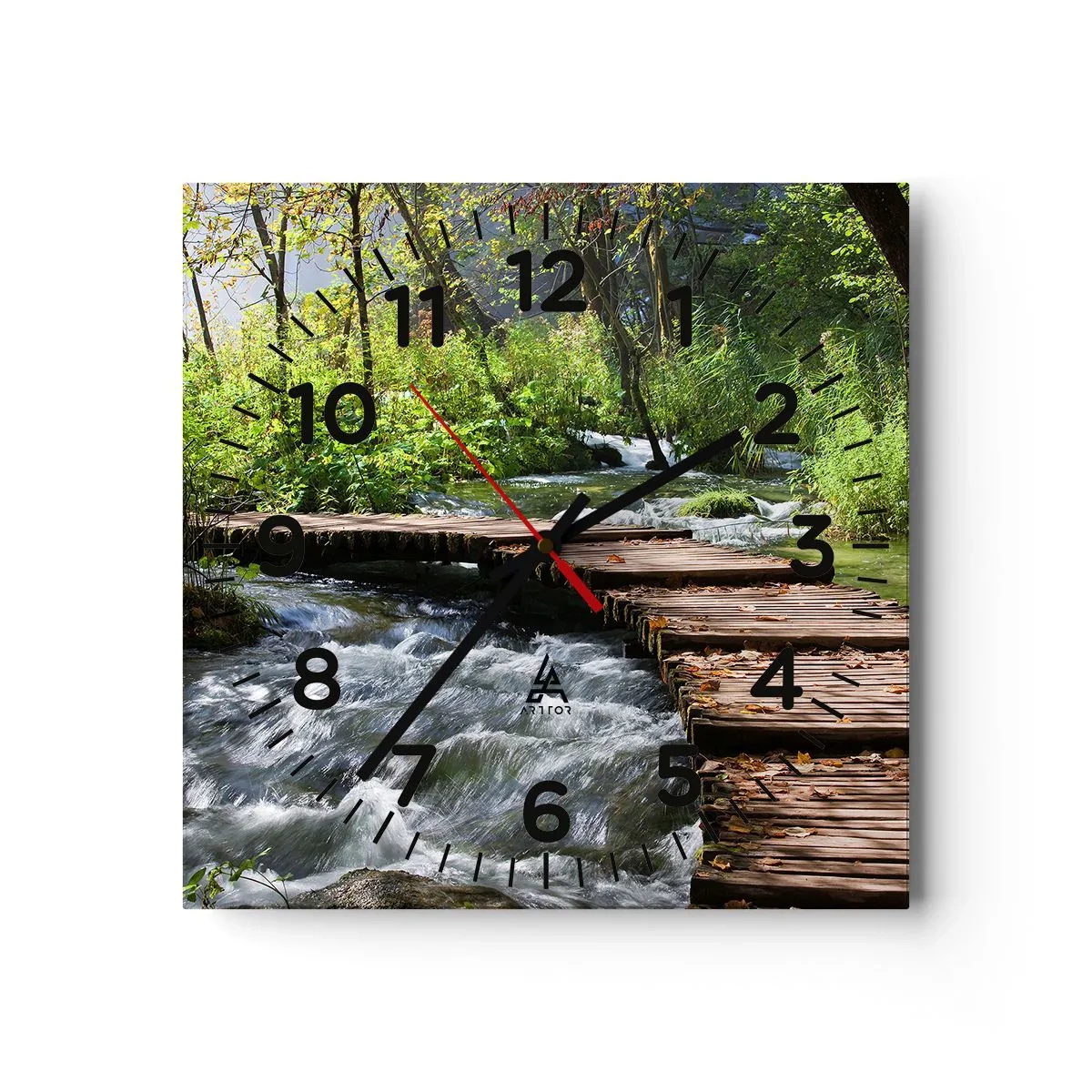Wanduhr - Glasuhr - Über der schaumigen Kaskade - 30x30 cm