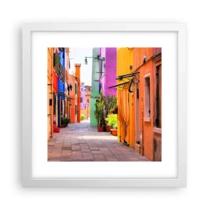 Poster in einem weißen Rahmen - Regenbogengasse - 30x30 cm