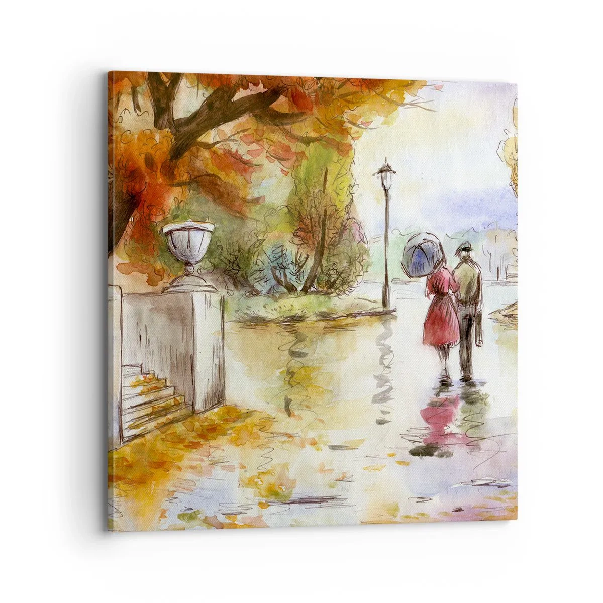 Bild auf Leinwand - Leinwandbild - Romantischer Herbst im Park - 70x70 cm