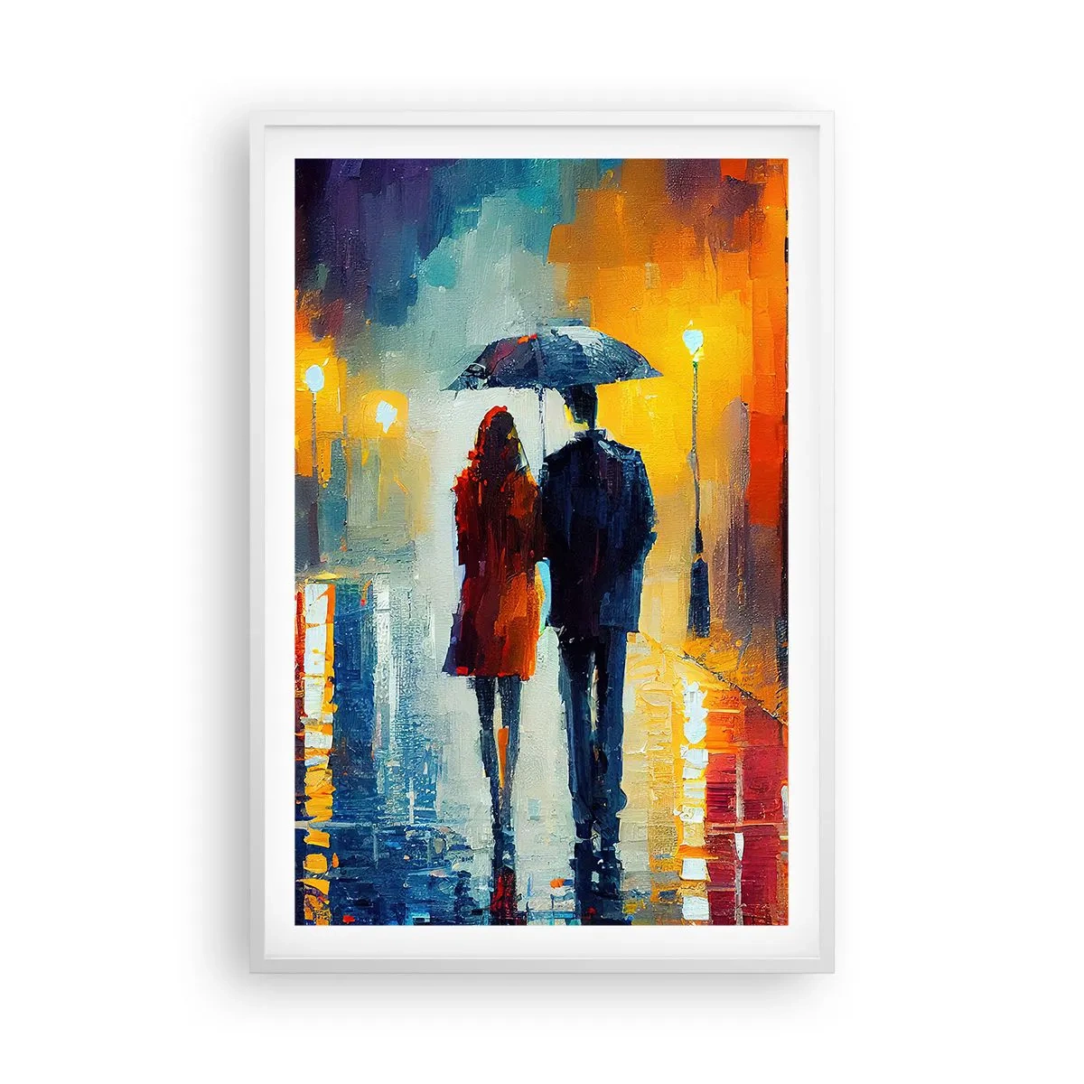 Poster in einem weißen Rahmen - Gemeinsam – eine bunte Nacht - 61x91 cm