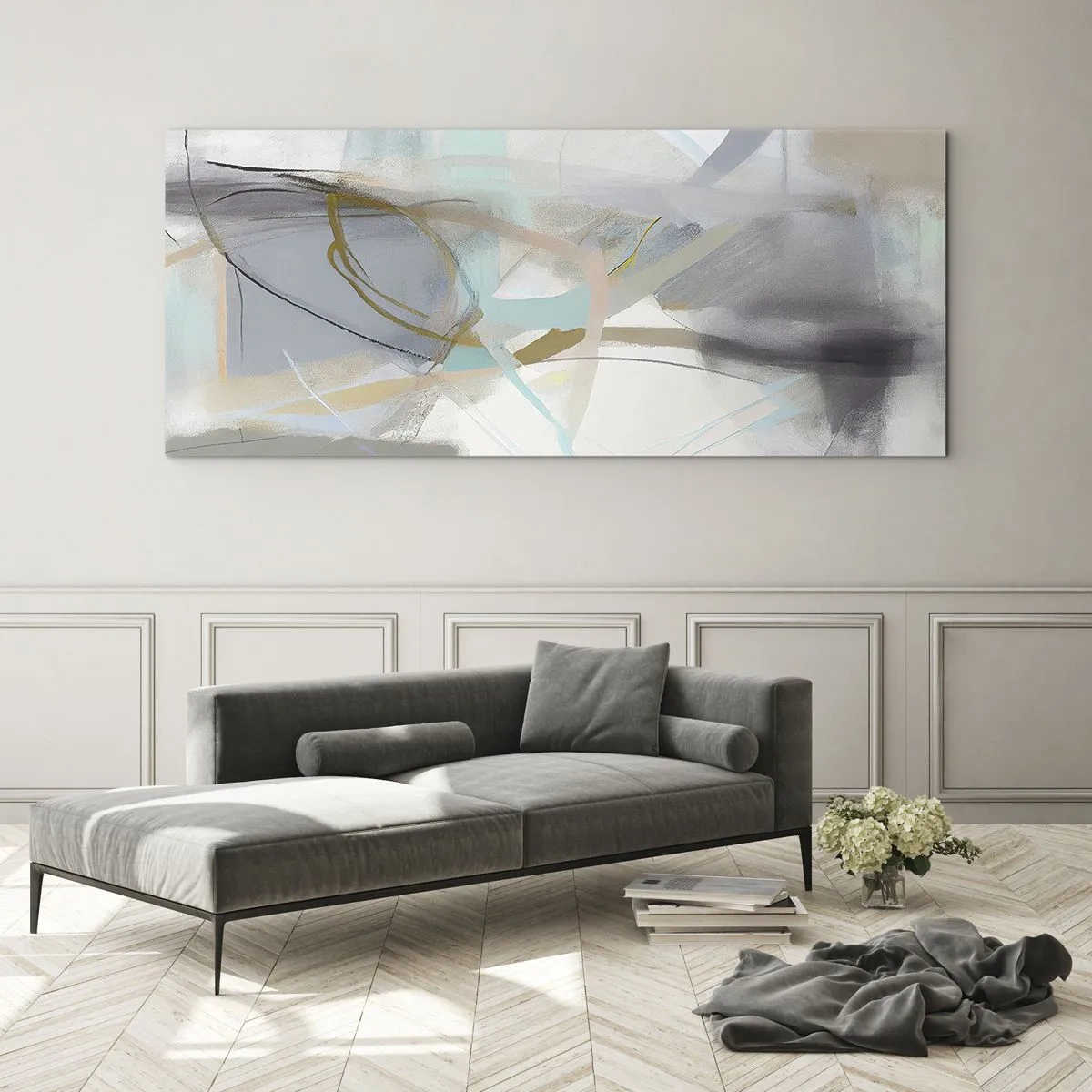 Glasbild - Bild auf glas - Neblige Abstraktion - 100x40 cm