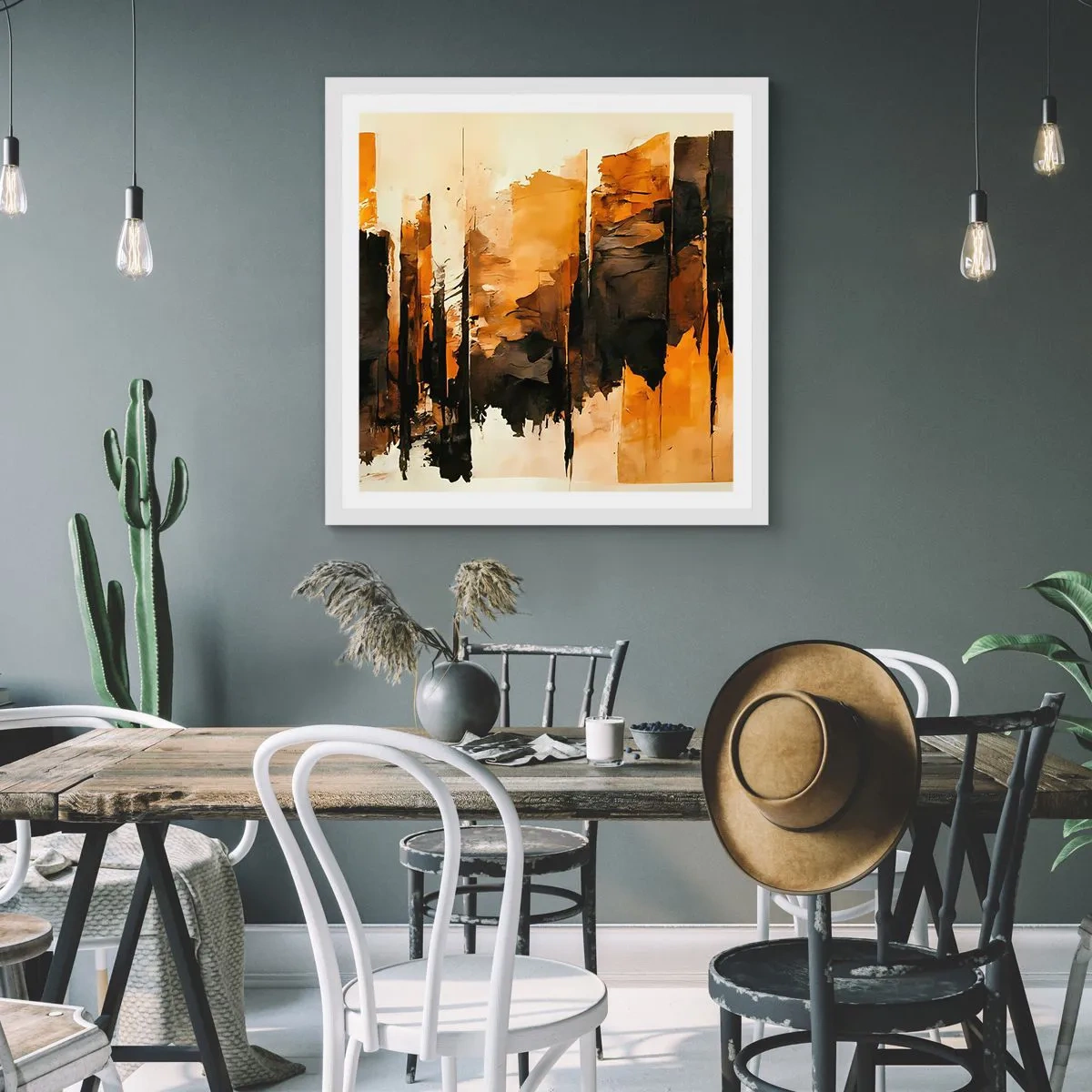 Poster in einem weißen Rahmen - Harmonie von Schwarz und Gold - 30x30 cm