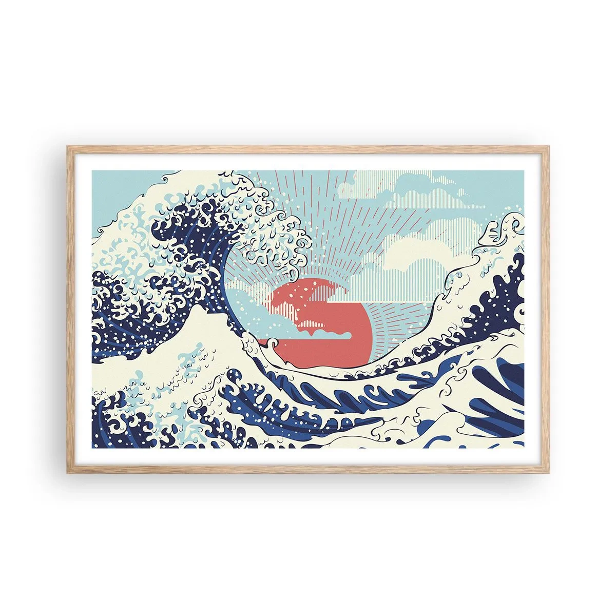 Poster in einem Rahmen aus heller Eiche - Von japanischer Inspiration - 91x61 cm