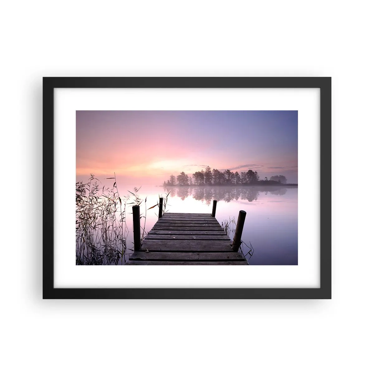 Poster in einem schwarzem Rahmen - Aus dem lila Nebel ... - 40x30 cm