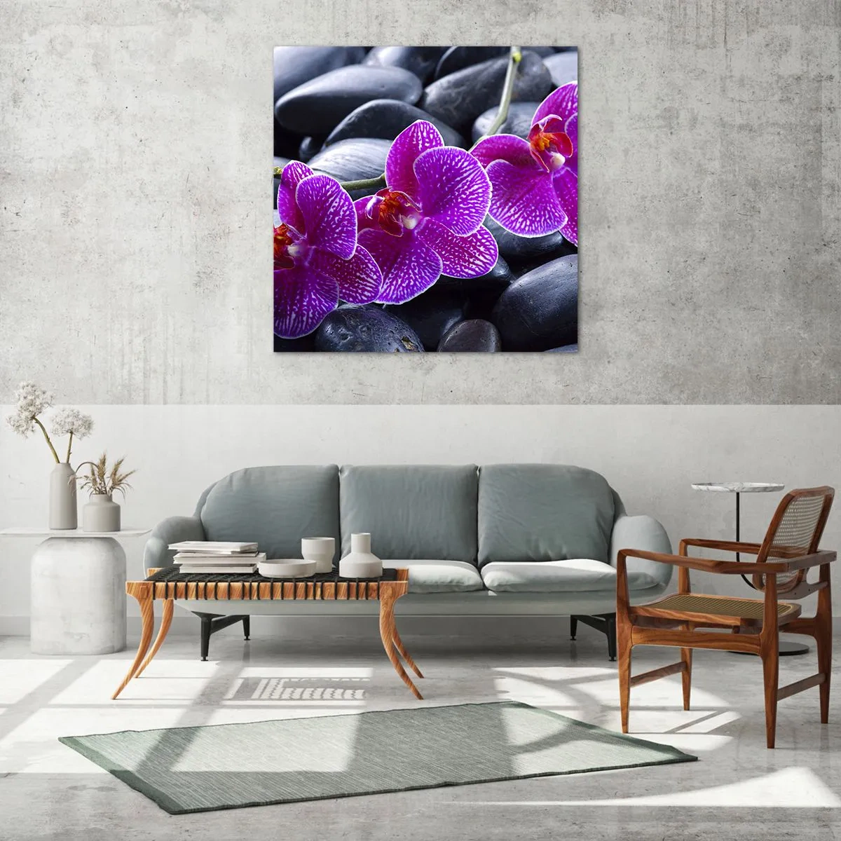 Glasbild - Bild auf glas - Die Steine glühten vor Freude - 60x60 cm