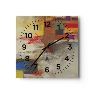 Wanduhr - Glasuhr - Geometrie der Farben - 40x40 cm