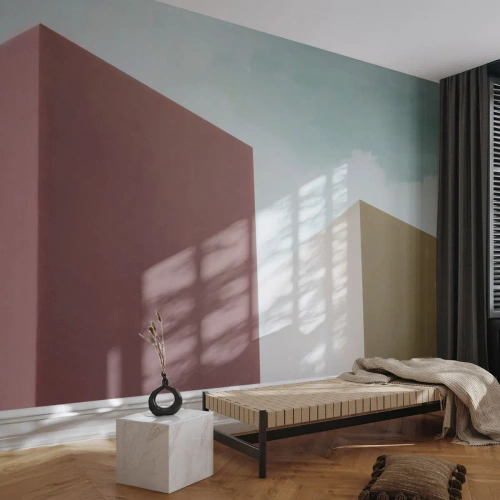 Fototapete Premium Canvas - Geometrie des sonnigen Sommers - Gebäude, Die Architektur, Dreidimensional - 200x140 cm