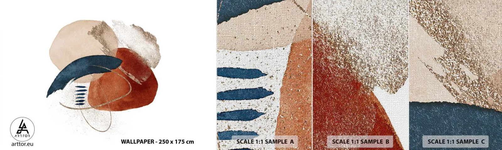 Fototapeten Muster Premium Canvas - Ovale Komposition - Abstraktion, Stück, Modernes Muster - 100x30 cm