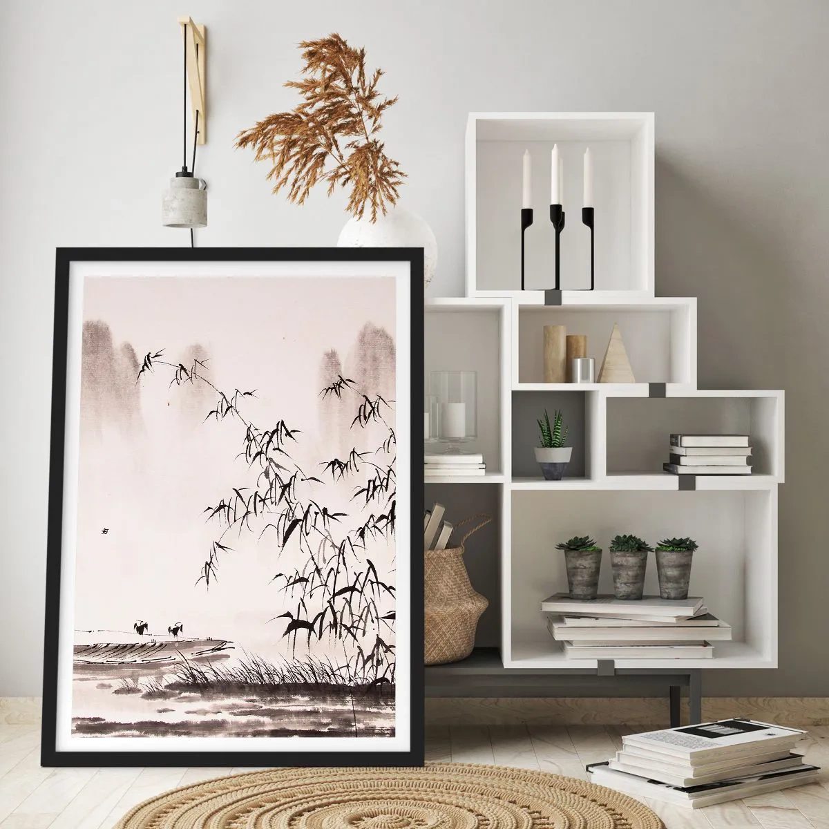 Poster in einem schwarzem Rahmen - Die Stille der Reisfelder - 40x50 cm