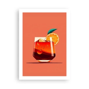 Poster - Ein Glas Cocktail mit einer Orangenscheibe - 50x70cm - Sommerliche Erfrischung - Moderne Wanddekoration für Wohnzimmer und Schlafzimmer ARTTOR