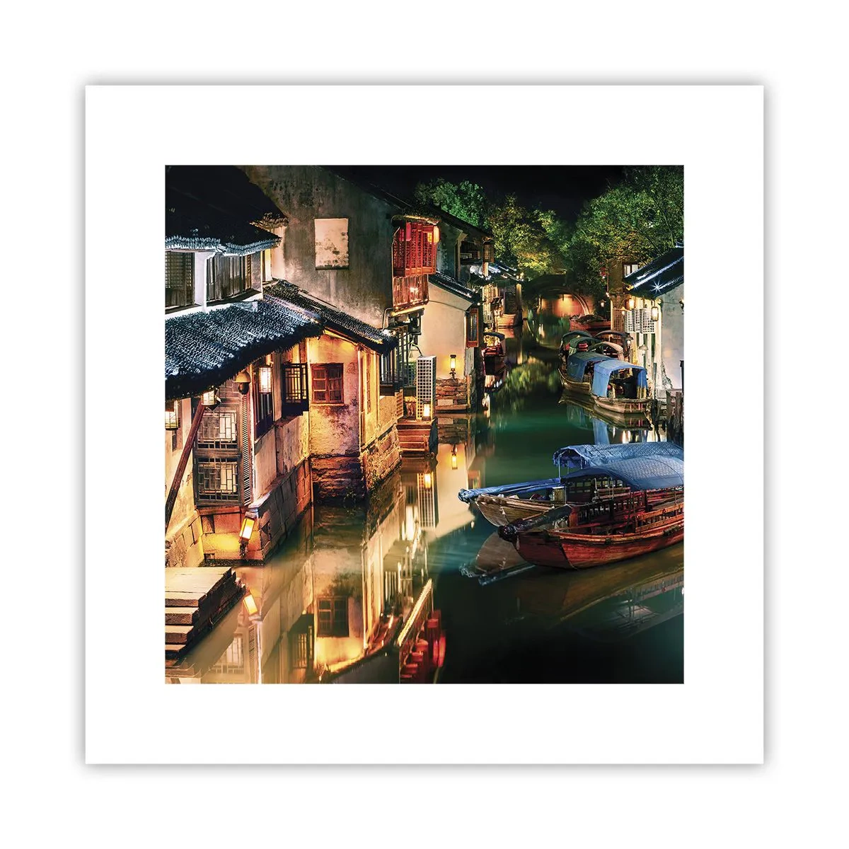 Poster - Ein Abend auf einer chinesischen Straße - 30x30 cm