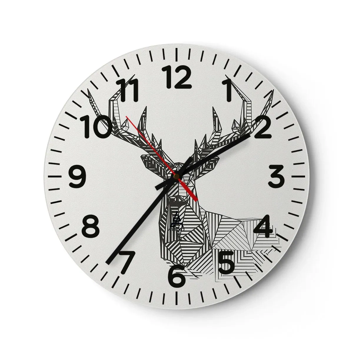 Wanduhr - Glasuhr - Ein Hirsch im kubistischen Stil - 40x40 cm