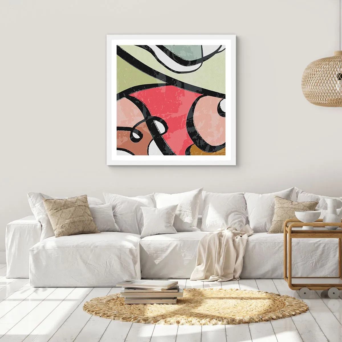 Poster in einem weißen Rahmen - Pirouetten unter Farben - 50x50 cm