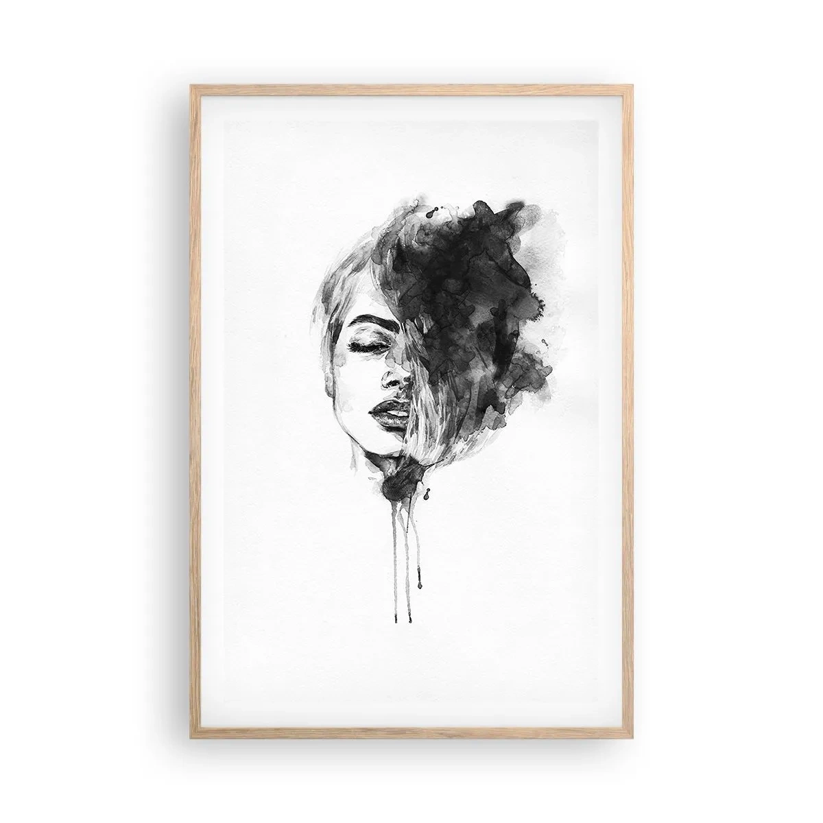 Poster in einem Rahmen aus heller Eiche - Wovon träumt das Mädchen - 61x91 cm