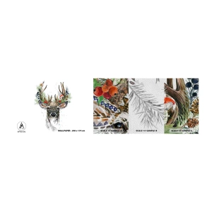 Fototapeten Muster Premium Sand - Im festlichen Gewand - Abstraktion, Reh, Rentier - 100x30 cm