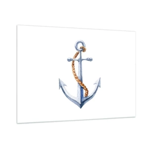 Glasbild - Bild auf glas - Anker mit Seil im nautischen Stil - 100x70cm - Ahoi Abenteuer! - Moderne Wanddekoration für Wohnzimmer und Schlafzimmer ARTTOR