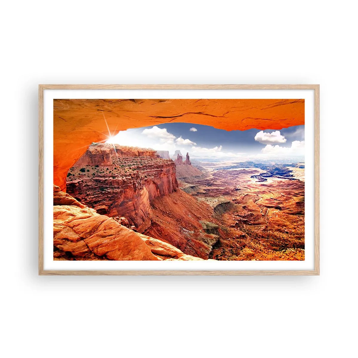 Poster in einem Rahmen aus heller Eiche - Von der Natur selbst geschnitzt - 91x61 cm