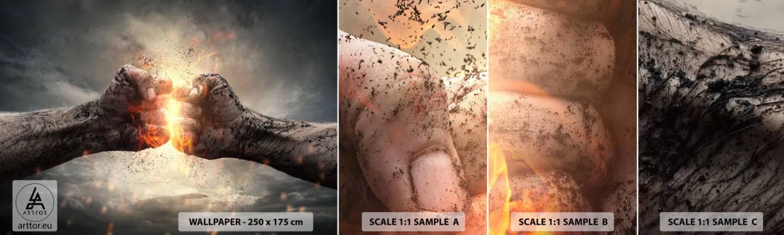 Fototapeten Muster Selbstklebend Deluxe Sticker - Steh auf für einen Kampf - Abstraktion, Geballte Hand, Gewalt - 100x30 cm