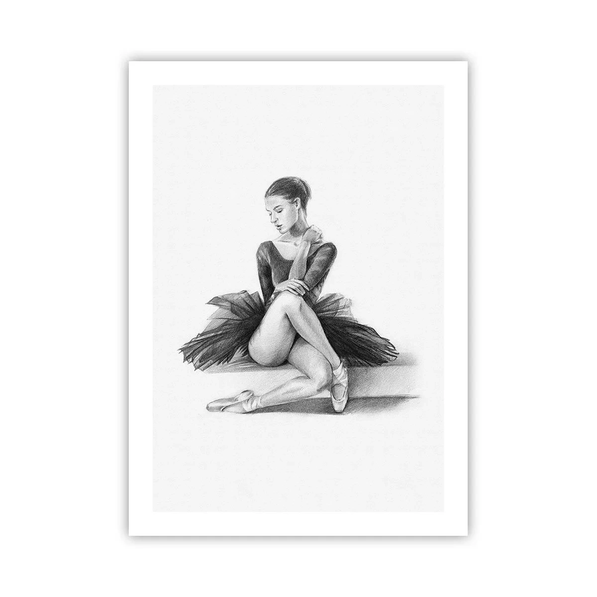 Poster - Skizze einer ruhenden Ballerina - 50x70cm - Vom Tanz verzaubert - Moderne Wanddekoration für Wohnzimmer und Schlafzimmer ARTTOR