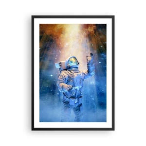 Poster in einem schwarzem Rahmen - Astronaut im Licht der Sterne und Galaxien im Weltraum - 50x70cm - Endlich am Ende - Moderne Wanddekoration für Wohnzimmer und Schlafzimmer ARTTOR