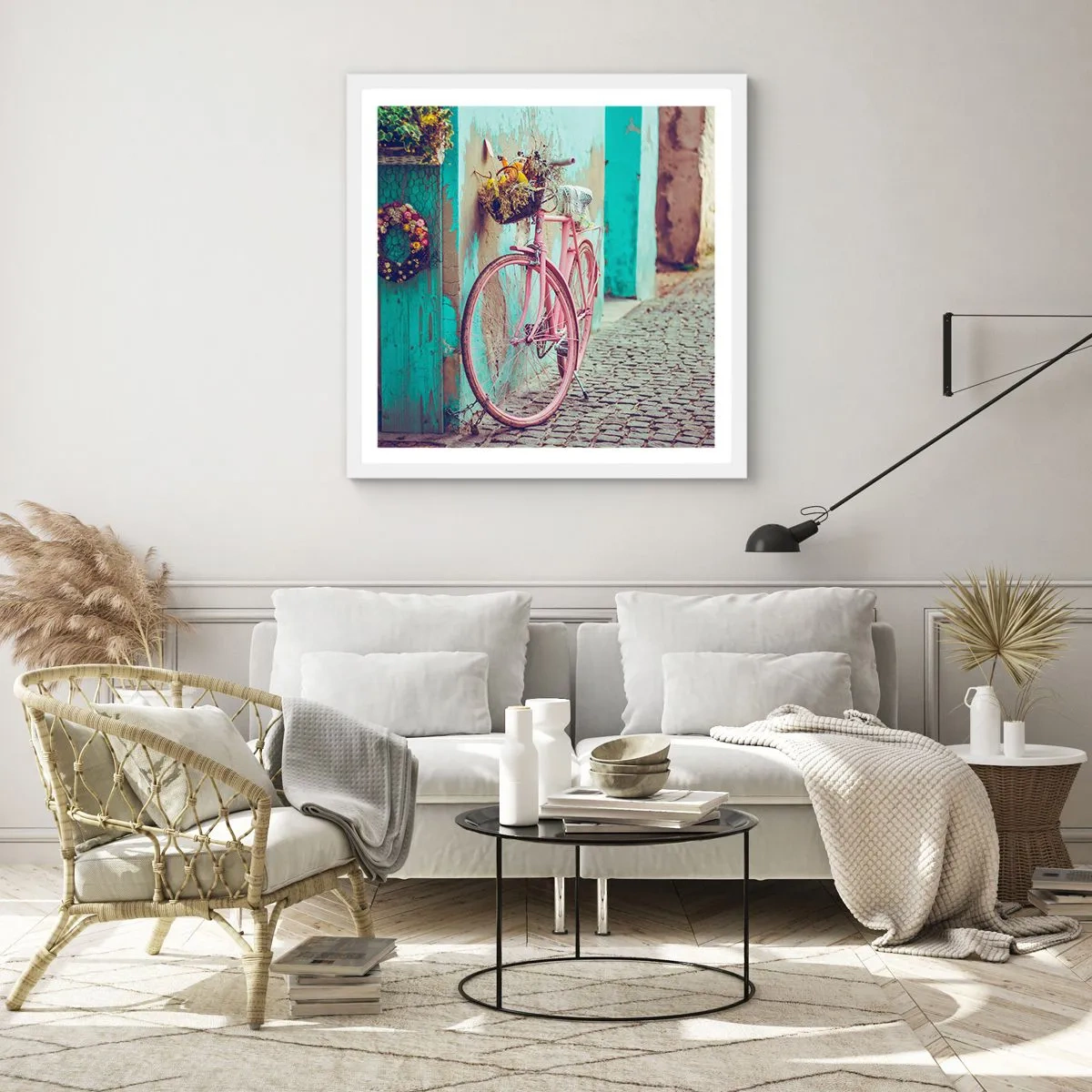 Poster in einem weißen Rahmen - Ich komme gleich wieder - 60x60 cm
