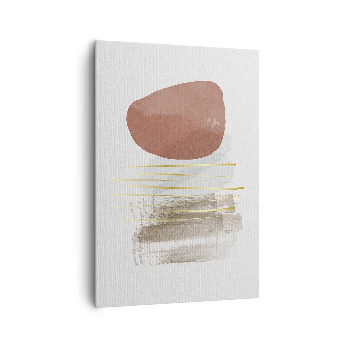 Bild auf Leinwand - Leinwandbild - Abstrakte Komposition in Beige- und Goldtönen - 70x100cm - Abstrakte Kolonnade - Moderne Wanddekoration für Wohnzimmer und Schlafzimmer ARTTOR